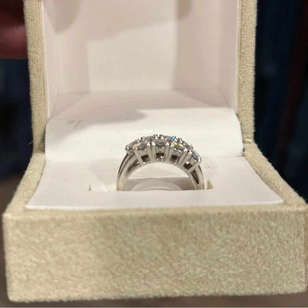 Moissanite 4-stone silver band Rings (2 bands) - Picture 3 of 4